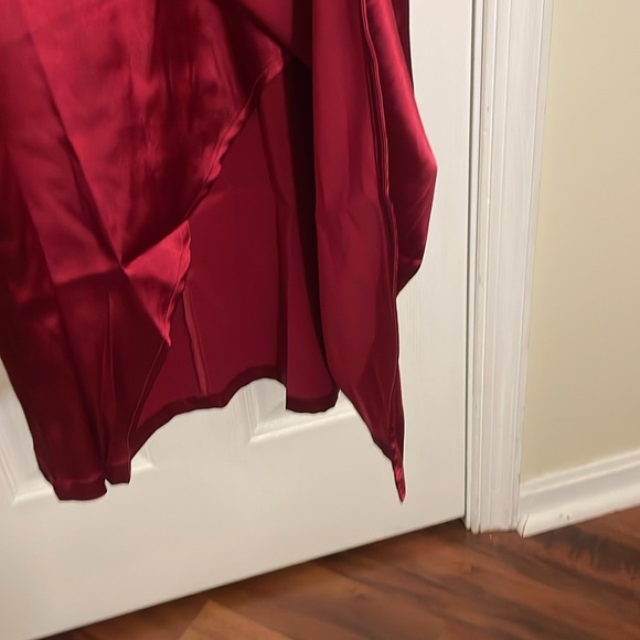 Grace Karin Red Burgundy Stretch Satin High Neck Sheath Dress 2X - Picture 7 of 11